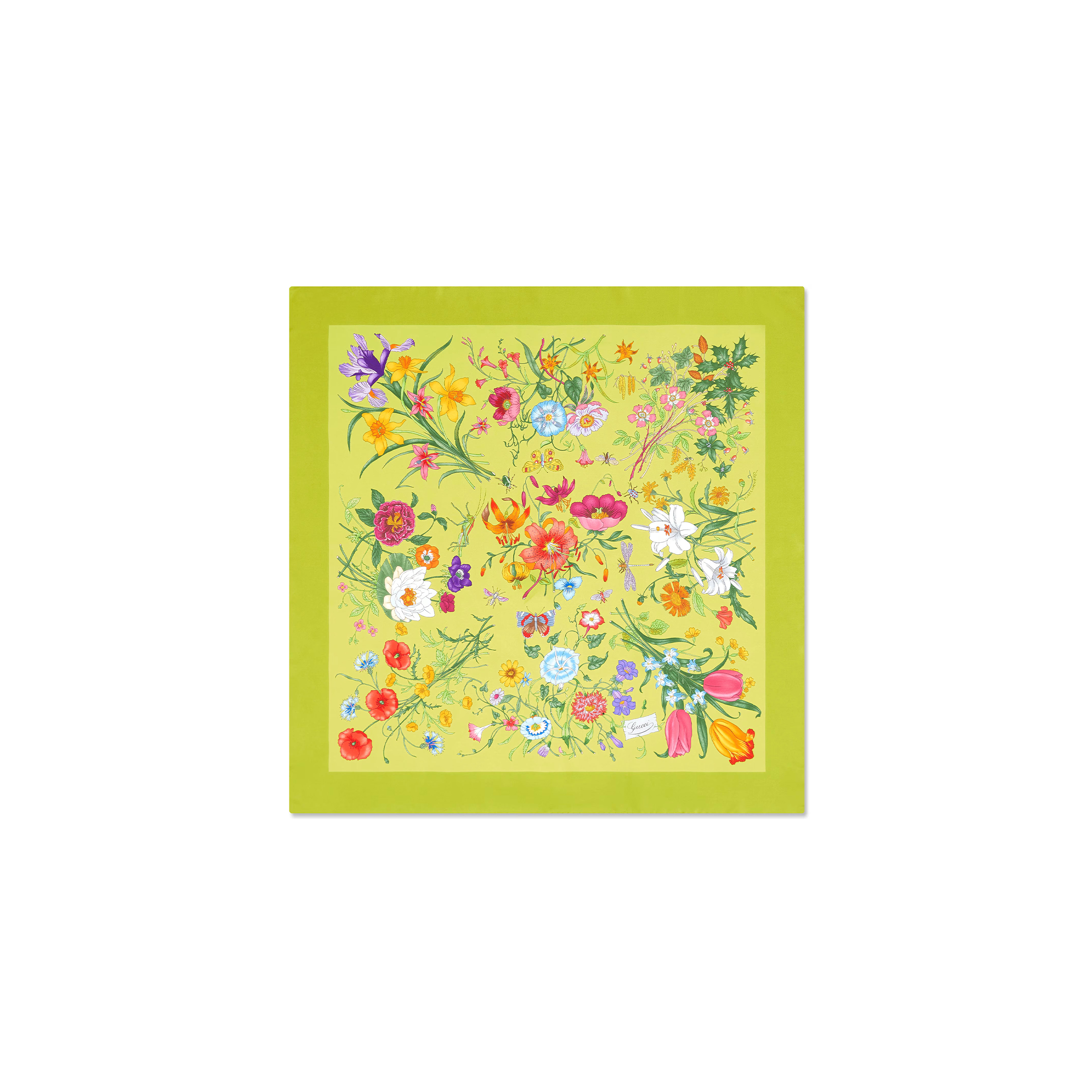 GUCCI PRINTED FLORA SILK TWILL CARRÉ ‎823486 (90*90cm)